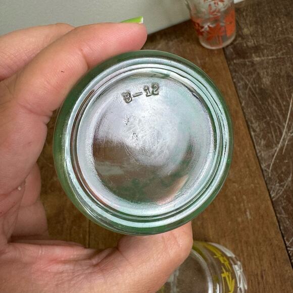 Set of‎ 3 MCM Vintage Two Tone floral print drinking glasses yellow green orange - Picture 4 of 8